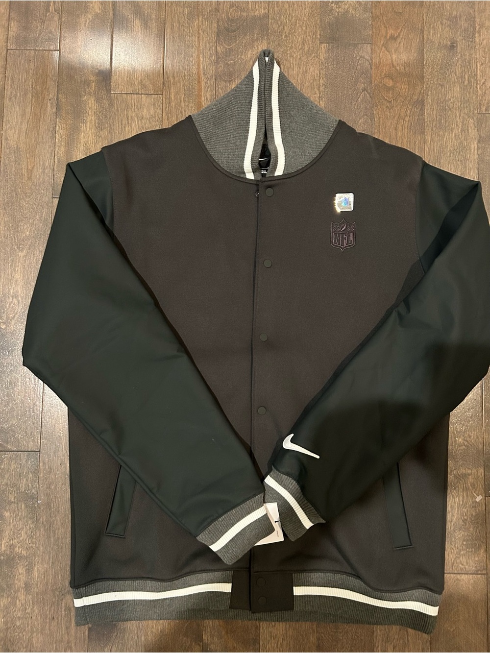 Nike Black & Gray Bomber Jacket with NFL Crest